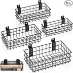INCLY 4 Pack Black Slatwall Baskets Set, Ventilated Metal Hanging Storage Slat by INCLY