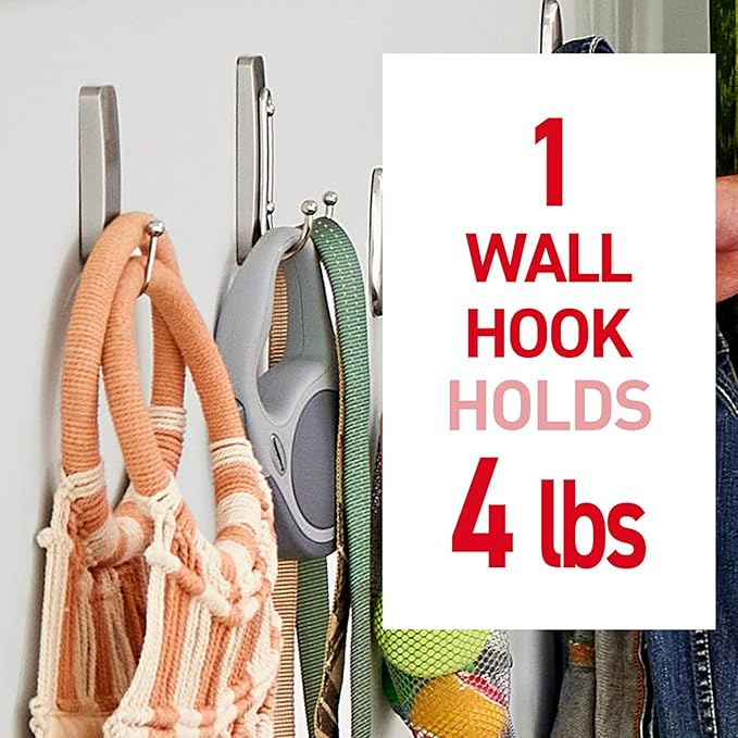 Command Large Satin Brass Double Hooks, 2 Hooks and 2 Strips, Damage-Free Wall - Image 4