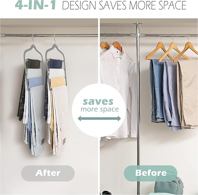 Velvet Pants Clothes Hanger Space Saving Non Slip Pants Shorts Hanger, - Image 2
