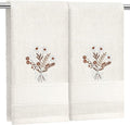 2 Pcs Boho Flowers Hand Towels Beige Bathroom Wildflowers Decor 14x29 Inch by SmoothNovelty