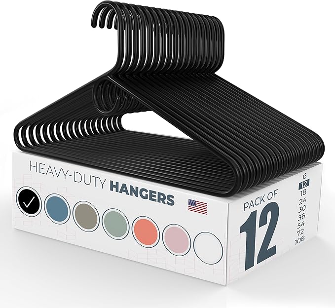 Neaties Heavy Duty Clothes Hangers 12 Pack – Made in The USA – 8lb Capacity by NeatiesHangers