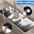 Winter Forest Mountain Sink Faucet Absorbing Mat Splash Guard Draining Mat Fast - Image 7