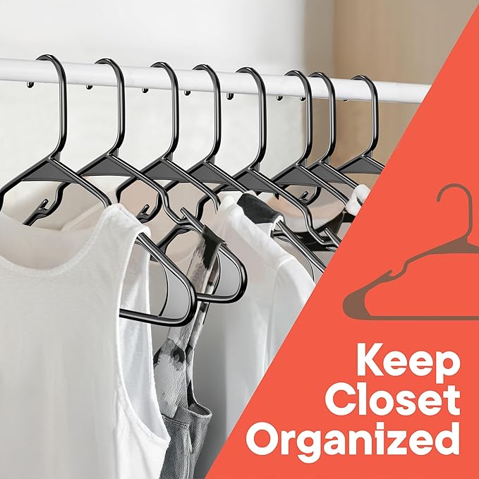 Black Plastic Hangers 20 Pack– Heavy-Duty Plastic Hangers Slim and Space-Saving - Image 3