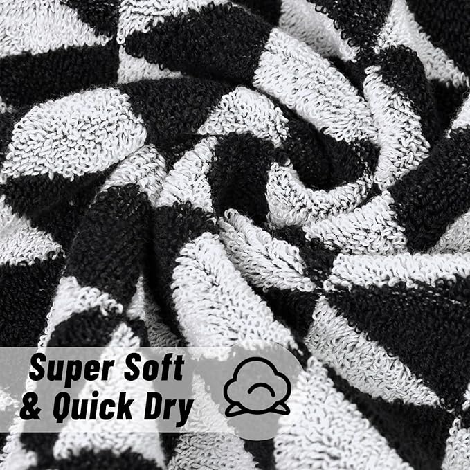Black and White Hand Towels, 4 Pack Cotton Soft Face Towel 13x29 Inches - Image 6