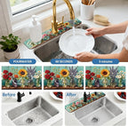 2 Pcs Kitchen Sink Splash Guard Faucet Mats Colored Glass Vases - Image 5