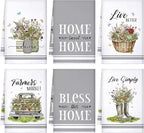 Boyiee Set of 6 Floral Kitchen Towels Wildflower Dish Towels Butterfly Truck by Boyiee