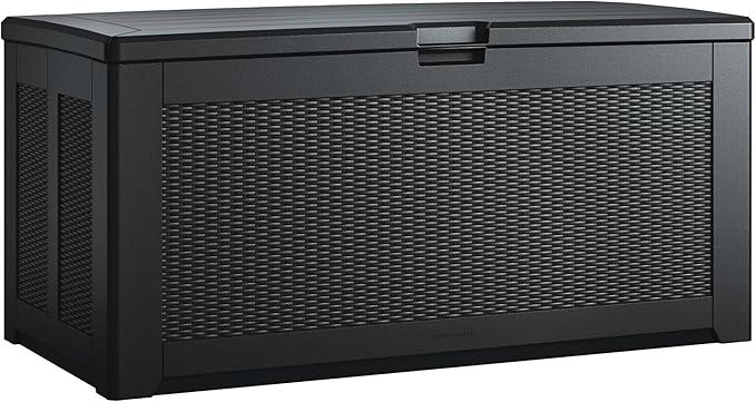 Rubbermaid Extra Large Resin Outdoor Storage Deck Box (134 Gal), Weather Resistant, Black, Deck Organization for Home/Backyard/Pool Chemicals/Toys/Garden Tools/Porch/Patio Cushions by Rubbermaid