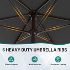 AreShark 7.5FT Patio Umbrella Table Market Umbrella with 6 Sturdy Ribs, Button Tilt/Crank, Heavy-Duty Outdoor Umbrellas for Pool, Deck, Garden and Backyard, Gray - Image 3