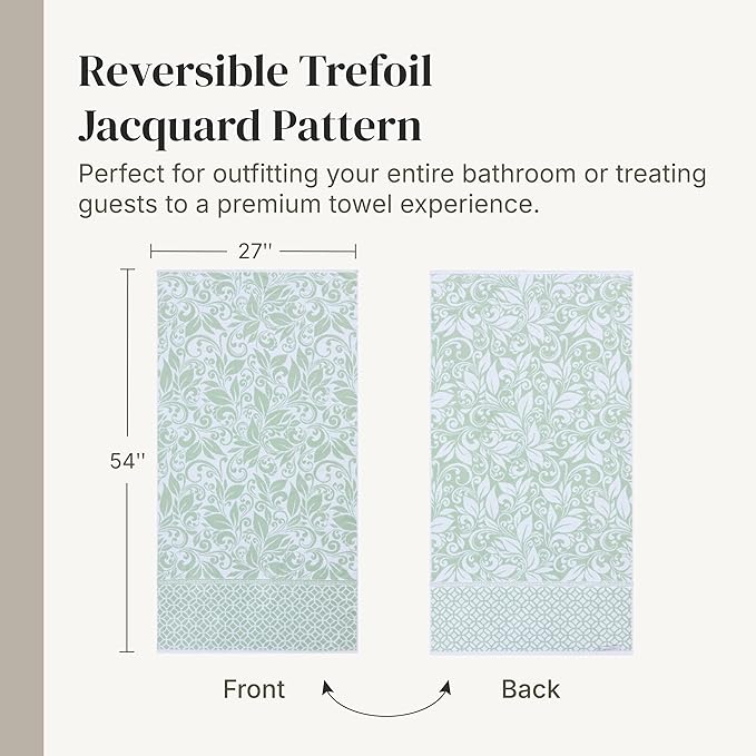 Modern Threads Trefoil Filigree 6-Piece 100% Cotton Towel Set – Reversible Yarn - Image 6
