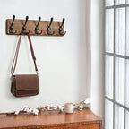 WEBI Rustic Coat Rack Wall Mount, Solid Wood Coat Hooks Wall Mounted Coat Hanger - Image 5