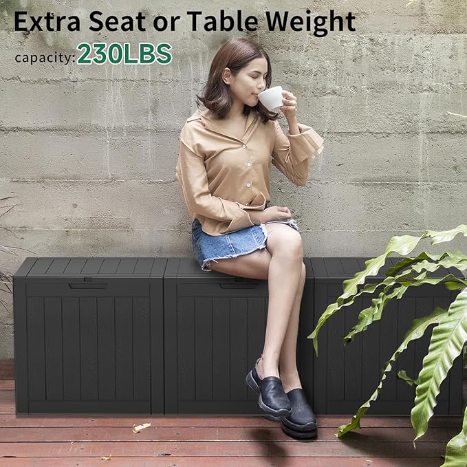 Outdoor Storage Box, 30 Gallon Waterproof Lockable Resin Deck Box for Patio, Garden & Storage, Easy Assembly Indoor & Outdoor Use, Black - Image 6