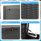 120 Gallon Waterproof Outdoor Storage Box,Resin Deck Box,Lockable Outside Storage Box Container for Patio Furniure,Garden,Tools (120 Gallon,Black) - Image 3