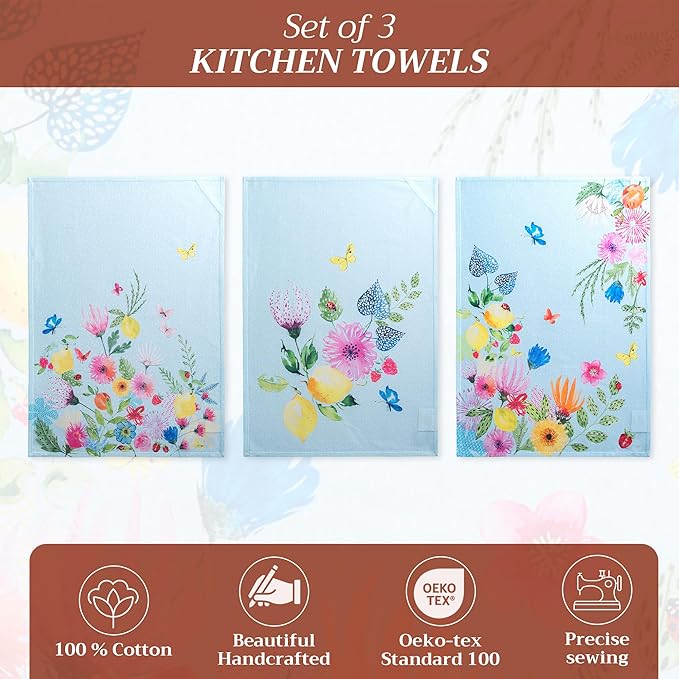 Maison d' Hermine Kitchen Towels Set of 3 100% Cotton 27.50" x 20" Reusable - Image 2