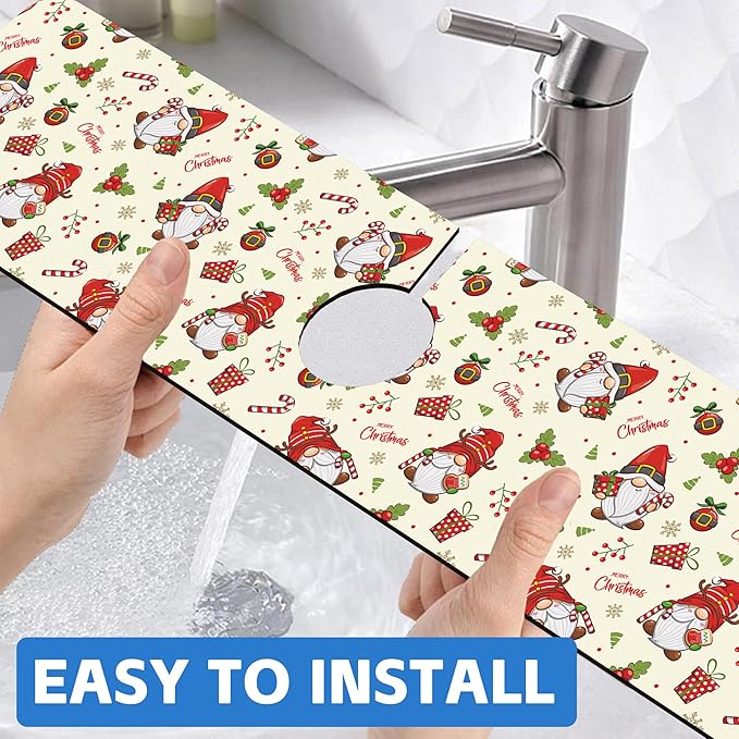 Christmas Santa Claus Kitchen Sink Splash Guard Mat Absorbent Fast Drying Mat - Image 6