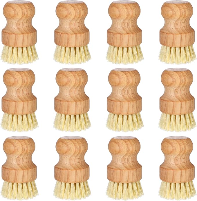 12 Packs Bamboo Scrub Brush for Dishes, Wooden Dish Scrubber Brushes by Unknown