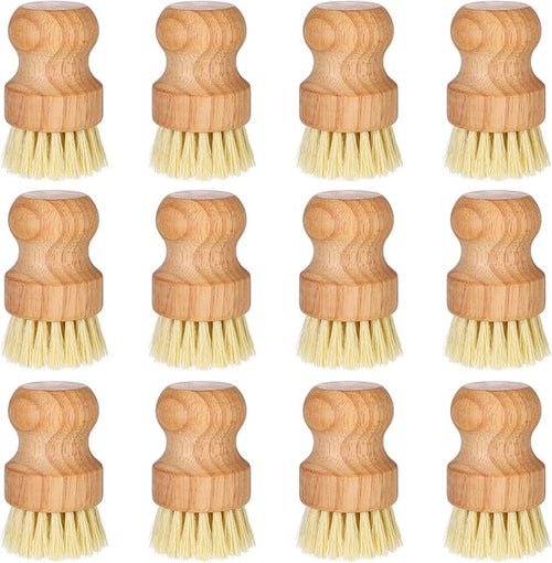 12 Packs Bamboo Scrub Brush for Dishes, Wooden Dish Scrubber Brushes by Unknown