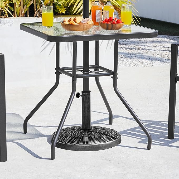 Yaheetech 22 lbs Outdoor Umbrella Base, 18" Round Resin Patio Umbrella Stand, Heavy Duty Market Umbrella Base Stand for Garden & Backyard, Rustic Silver - Image 4