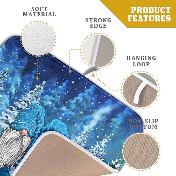 Winter Blue Gnome Dish Drying Mat - Image 4