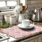 Valentines Dish Drying Mat Valentine Dishes Drying Pad Pink Golden Heart Love - Image 6
