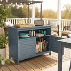 HIPS All-Weather Outdoor Storage Cabinet,Outdoor Sideboard with Magnetic Doors,3-Shelves Patio Storage Cabinet, Used for Garden,Buffet Cabinet,TV Stand, Bar Table,Balcony - Image 2