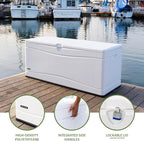 LIFETIME Outdoor Storage Deck Box, 130 Gallon, Arctic White, Lockable, UV-Protected, for Decks and Marine Docks - Image 2