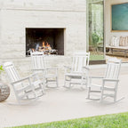 LUE BONA Outdoor Rocking Chairs Set of 4, Weather Resistant HDPS Poly Rocker Chairs, 350lb Heavy Duty, Oversized Porch Rocker for Adult, High Back Smooth Rocking Chairs for Outdoor & Indoor, White by LUEBONA