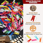 KIMOBER 1.18Inch Wooden Clothespins, Mini Mixed Colored Craft Wood Pins Pegs - Image 5