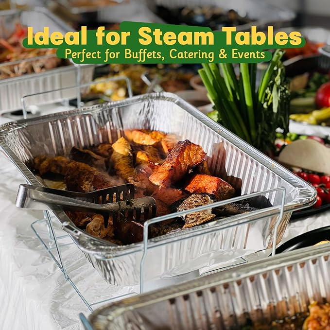 9x13 Aluminum Pans with Lids, Extra Heavy Duty Half Size Disposable Foil Pans - Image 5