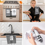 R HORSE 5Pcs Religious Christian Kitchen Dish Towel Black and White Check - Image 5