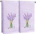 2 Pcs Lavender Hand Towels Purple Bathroom Decor 14x29 Inch Embroidered 100% by SmoothNovelty