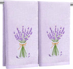 2 Pcs Lavender Hand Towels Purple Bathroom Decor 14x29 Inch Embroidered 100% by SmoothNovelty
