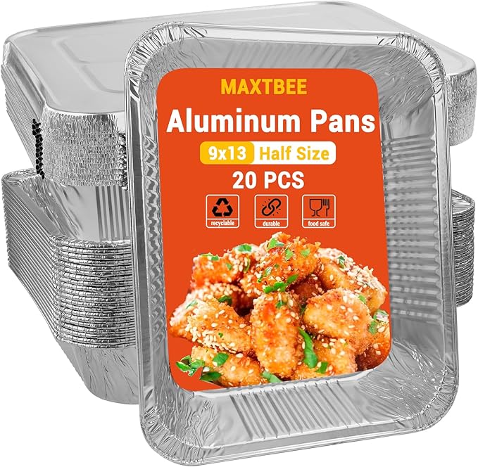 Aluminum Pans Foil Pans with Lids, 20 Pack 9x13 Disposable Trays Half Size by Unknown