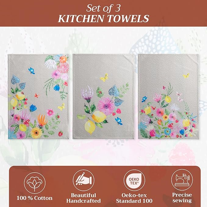Maison d' Hermine Kitchen Towels Set of 3 100% Cotton 27.50" x 20" Reusable - Image 2