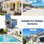 Outdoor Recliner Chair, Wicker Patio Recliners with Adjustable Backrest and Extended Foot Rest, Reclining Patio Chairs with Flip Table & Removable Cushion Cover for Porch - Image 8