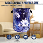 Blue Daisy Flower Laundry Basket Foldable Oxford Cloth Watercolor Floral - Image 3