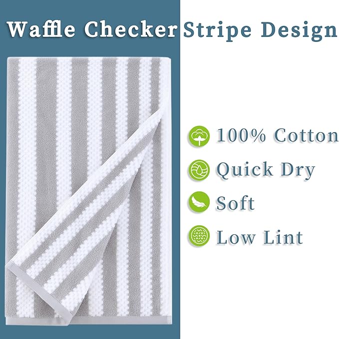 Gray and White Towels, 4 Hand 16"x27", 2 Bath 28"x52" - Image 2