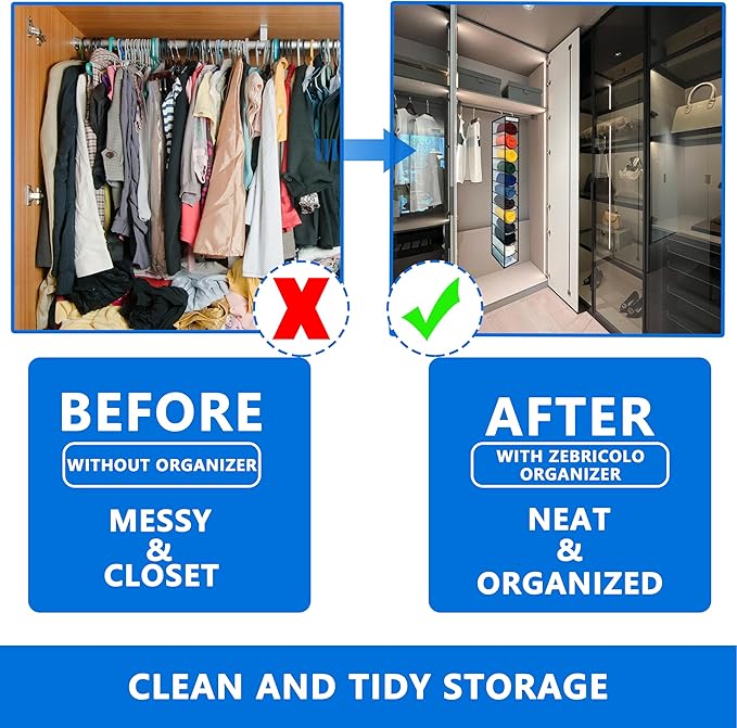 Closet Organization, 12 Section, Hanging Closet Organizer, Space Saving - Image 3