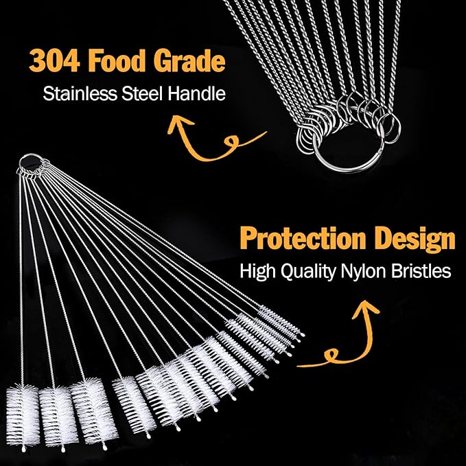 AZEN 15 Pack Straw Cleaner Brush Set, 12 inch Extra Long, 5 Different Diameters - Image 6