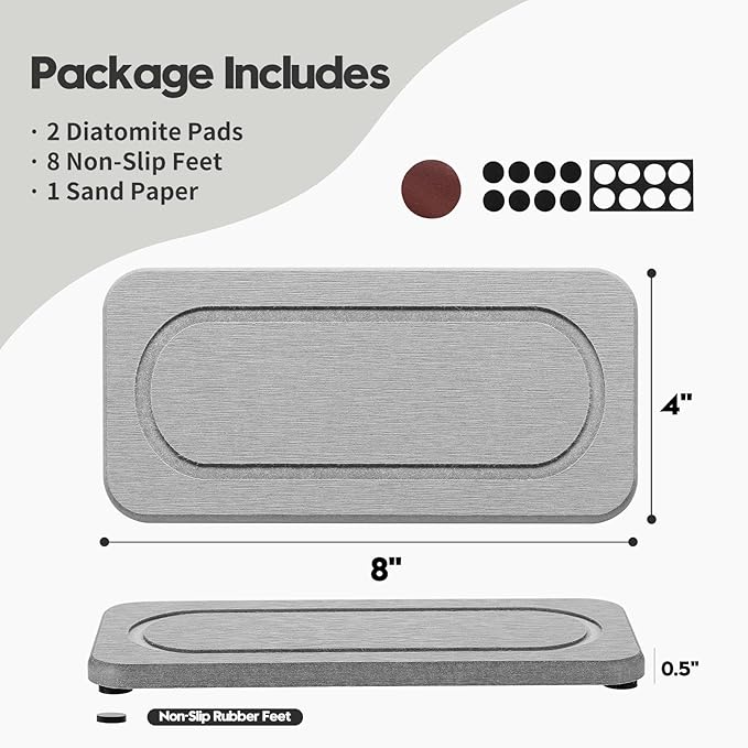 2Pack Diatomite Stone Water Absorbing Sink Tray - Image 4