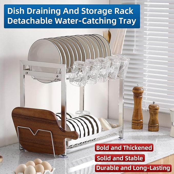 Dish Drying Rack, Double Layered countertop Kitchen Organizer - Image 6