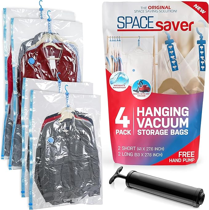 4 Pack Hanging Vacuum Storage Bags by Spacesaver