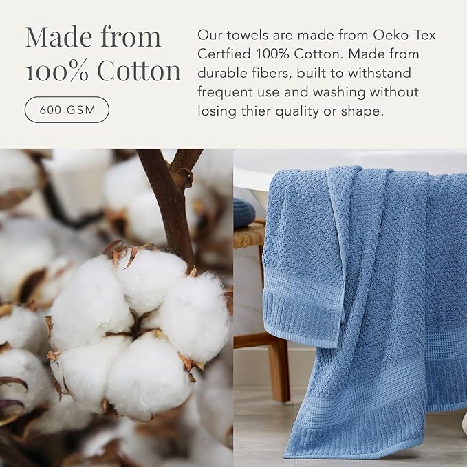 NY Loft 100% Cotton Bath Towel 4 Pack | Super Soft & Absorbent Quick-Dry Bath - Image 4