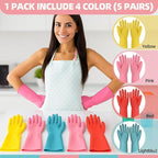Rubber Cleaning Gloves for Dishwashing-5 Pairs Colorful Reusable Household - Image 5