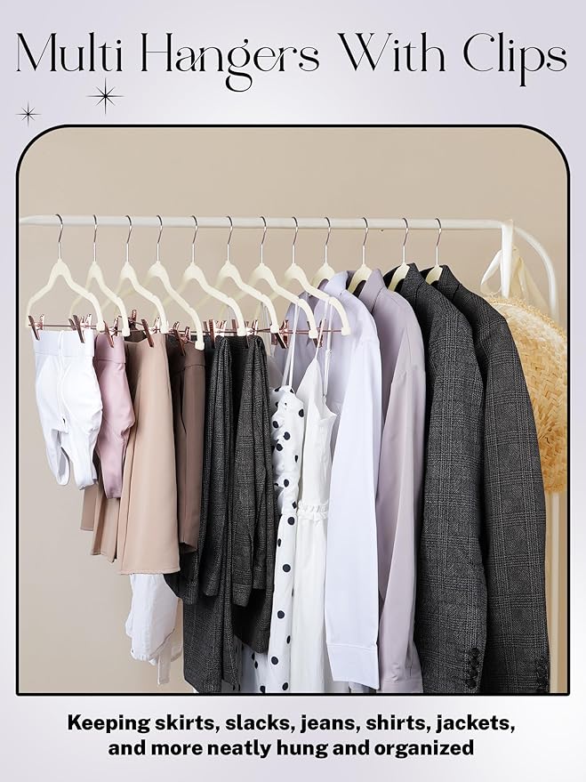 HOUSE DAY Velvet Skirt Hangers 24 Pack, Non Slip Pants Hangers - Image 2