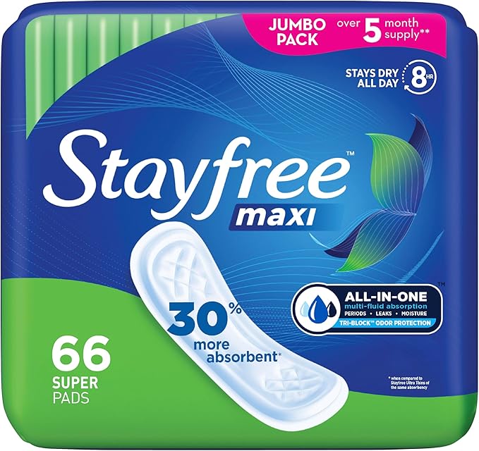 Stayfree Maxi Pads for Women, Super by Stayfree