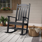 Devoko HDPE Rocking Chair Plastic Outdoor Indoor Patio Rocker Chair High Back All Weather Rocker for Patio Backyard Porch Garden (Black) - Image 6