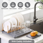 Stone Drying Mat for Kitchen Counter + Sink Caddy | 15.7"x11.8" Diatomaceous - Image 4