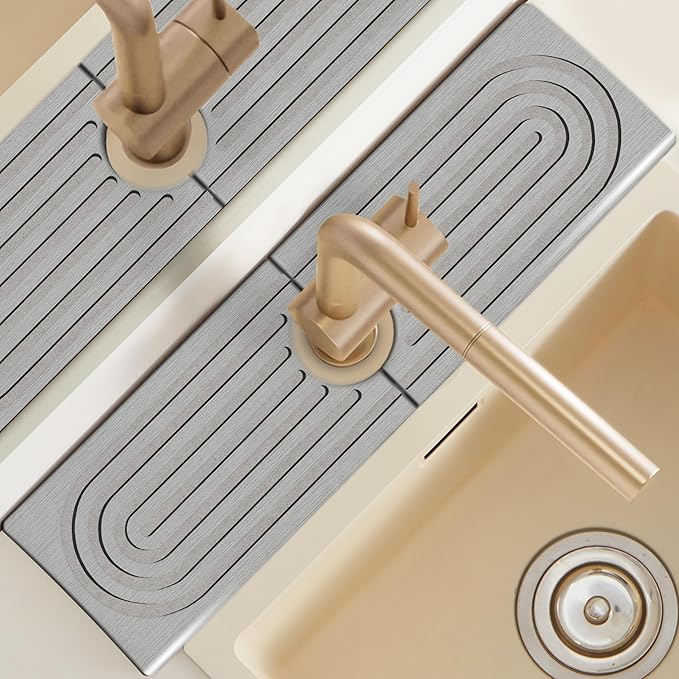 Diatomite Kitchen Sink Water Splash Guard, Modern Stylish Faucet Handle Drip by LushSpring