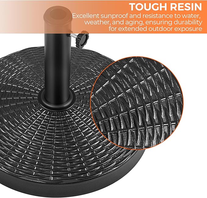 Yaheetech 31lbs Umbrella Base, Heavy Duty Patio Umbrella Base Stand, Round Resin Umbrella Base Stand, Outdoor Market Umbrella Base for Garden, Backyard, Beach - Image 8