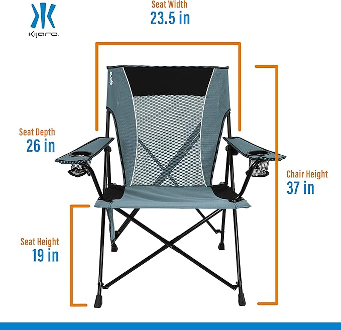 Kijaro Portable Camping Chairs - Enjoy the Outdoors with a Versatile Folding Sports Chair for Outdoor & Lawn - Dual Lock Feature Locks Position – Hallet Peak Gray - Image 3